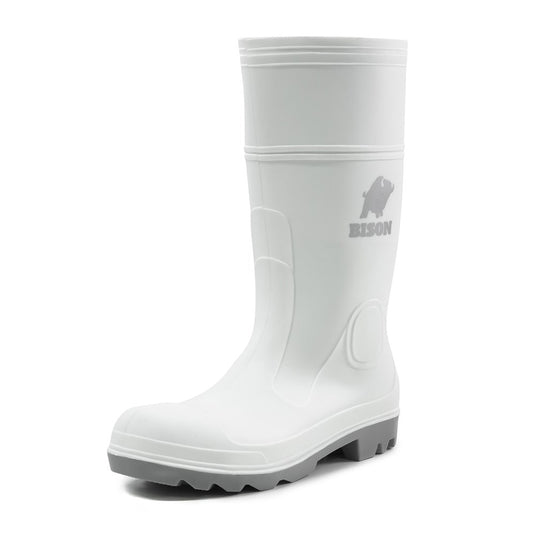 Bison PVC Food Industry Gumboot: White/Grey