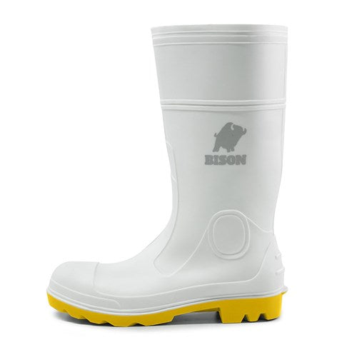 Bison PVC Food Industry Gumboot: White/Grey