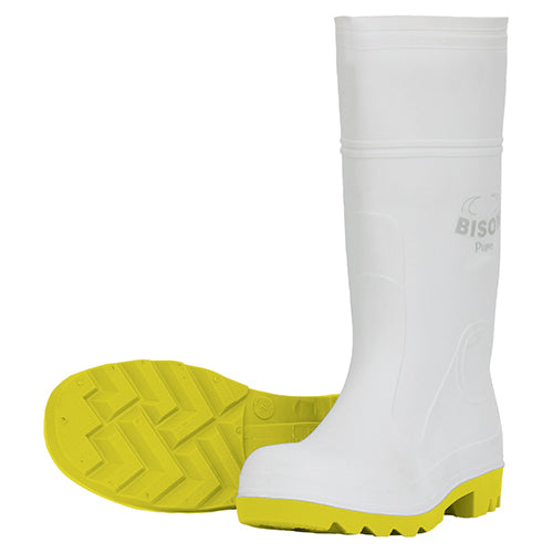 Bison PVC Food Industry Gumboot: White/Grey