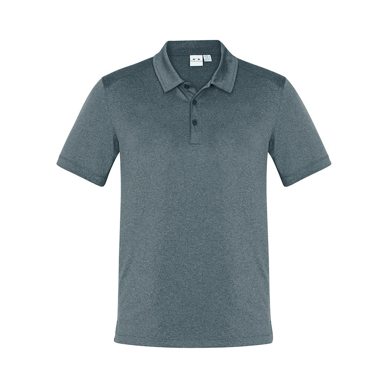 Load image into Gallery viewer, Biz Aero Short Sleeve Polo Shirt showcasing a modern heathered marle design with flat-locked seams and a self-fabric collar, ideal for active comfort with anti-shrink, anti-fade features.

