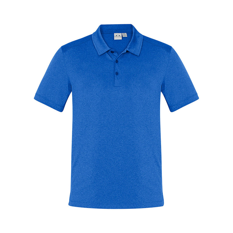 Load image into Gallery viewer, Biz Aero Short Sleeve Polo Shirt featuring a breathable, heathered marle fabric with anti-shrink properties and flat-locked seams, ideal for active work environments. Includes a self-fabric collar and loose pocket.
