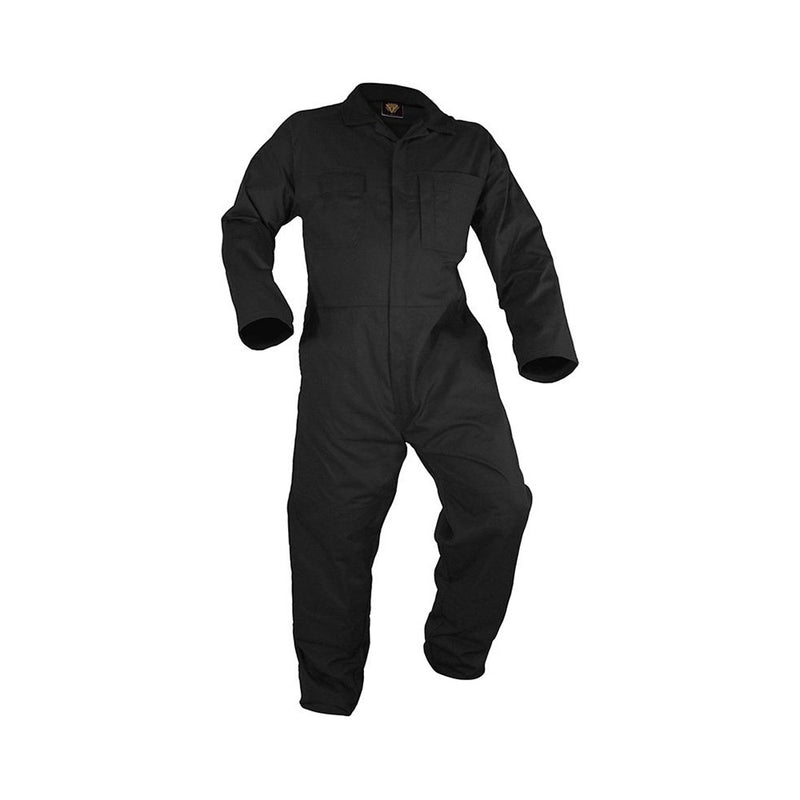 Load image into Gallery viewer, Caution Polycotton Long Sleeve Zip Overalls, Black
