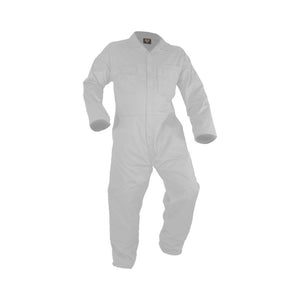 Caution Polycotton Long Sleeve Zip Overalls, White image