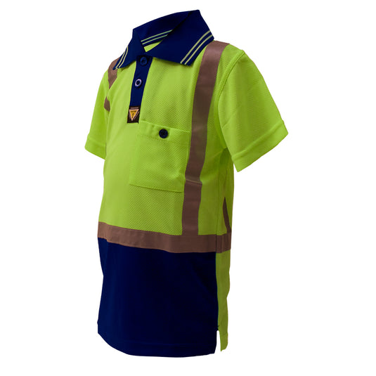 Caution Hi Vis Childrens Short Sleeve Polo