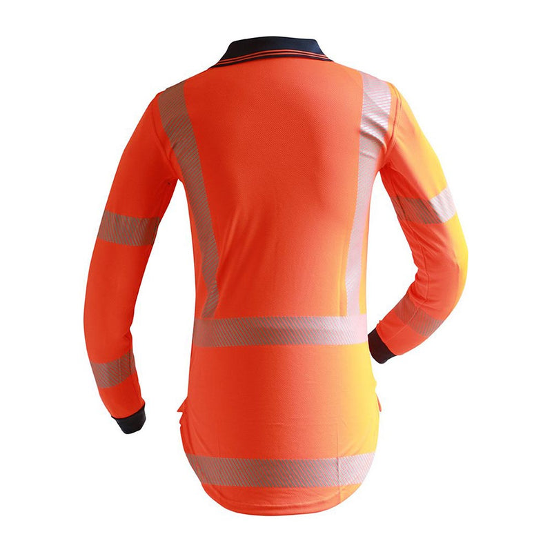 Load image into Gallery viewer, Caution Hi Vis TTMC-W17 Segmented Tape Long Sleeve Microfibre Polo
