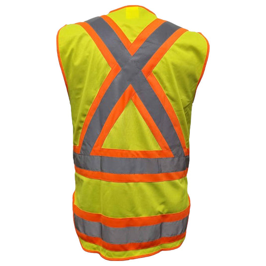 Caution Day/Night X-Back Safety Vest, Yellow/Orange