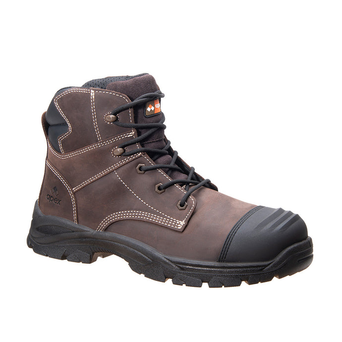 Apex Pearse Lace Up Safety Boot: Choc