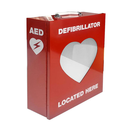 Steel Defibrillator Cabinet with Transparent Heart, Red