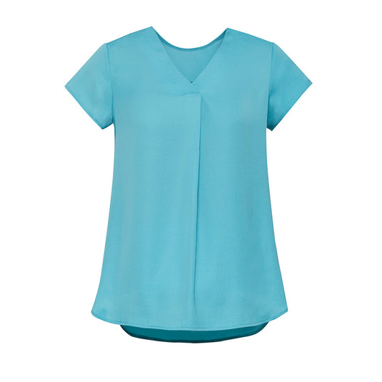 Biz Womens Kayla V-Neck Pleat Blouse