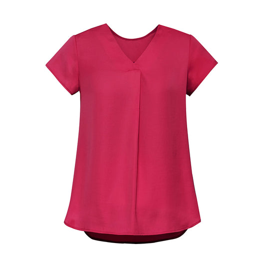 Biz Womens Kayla V-Neck Pleat Blouse