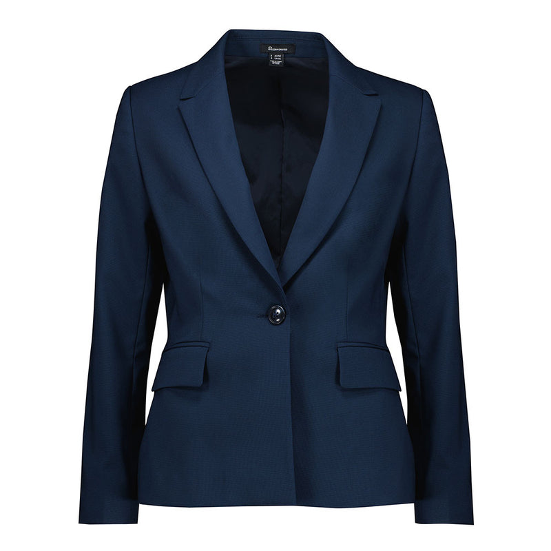 Load image into Gallery viewer, Biz Womens Renew Single Button Mid Length Jacket featuring a tailored fit with notched lapels, two front flap pockets, and smooth lining, designed for versatility and ease in active work environments.
