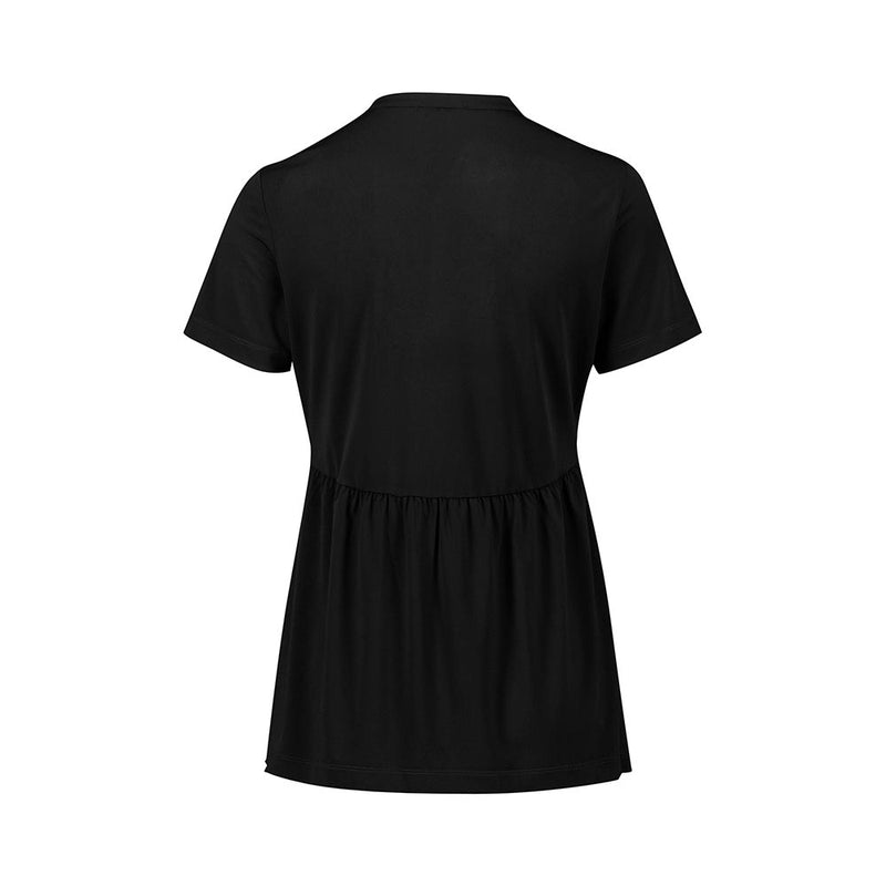 Load image into Gallery viewer, Biz Womens Mali Stretch Tunic T-Top, showcasing the back with an empire seam and flared lower section, featuring small gathers for extra room, suitable for maternity and everyday comfort.
