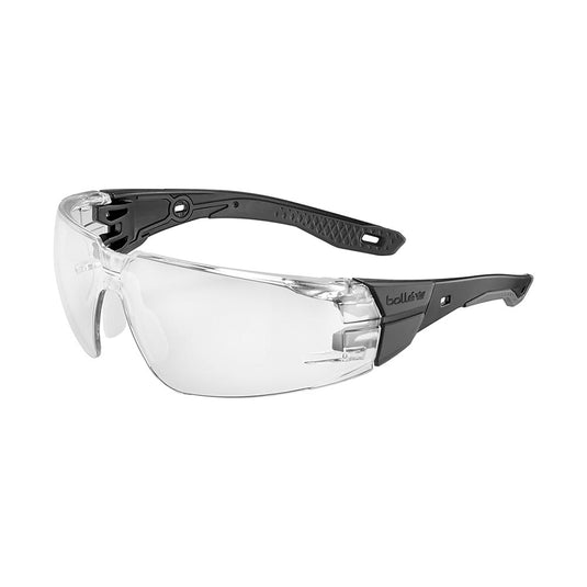 Bolle Rush+ 2.0 Black/Grey Frame Safety Glasses: Clear Lens