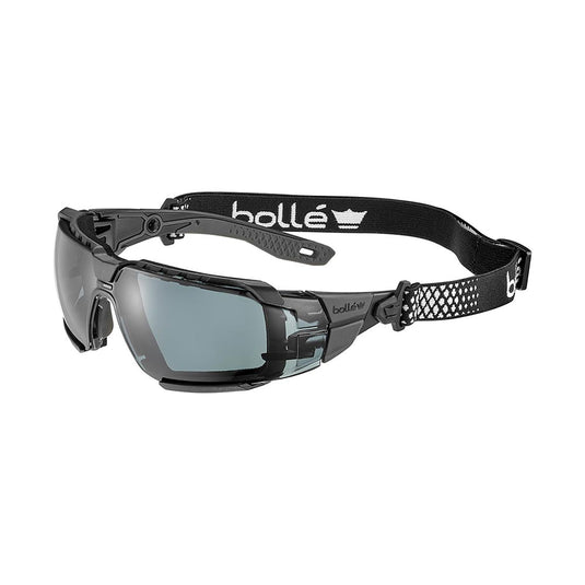 Bolle Rush+ 2.0 XP Sealed Black/Grey Frame Safety Glasses: Smoke