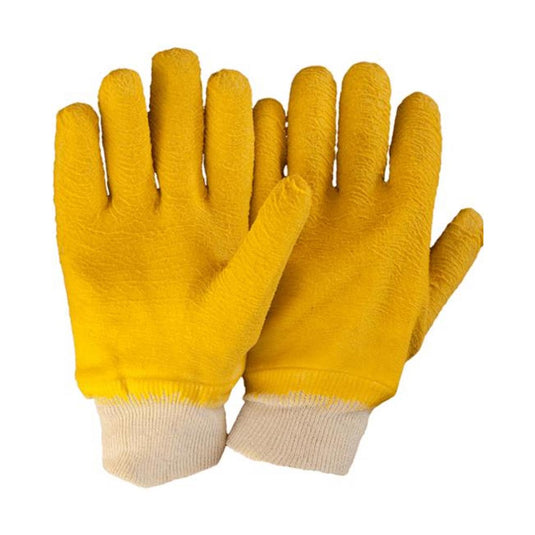 Yellow Latex Fully Coated Knit Wrist Glove