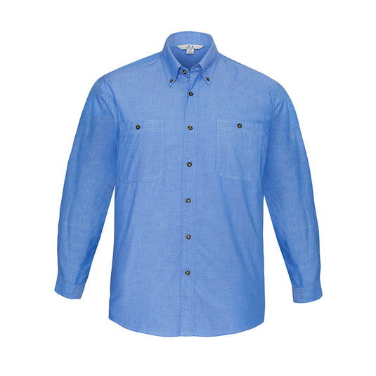 Biz Mens Chambray Long Sleeve Shirt