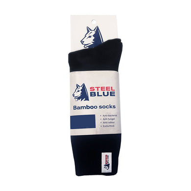 Steel Blue Bamboo Socks, Black