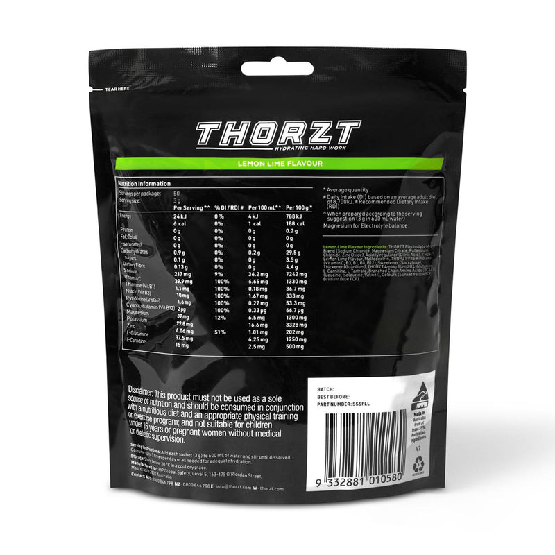 Load image into Gallery viewer, Thorzt Solo Shot Sachet, Lemon/Lime: Pack/50
