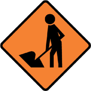 Reflective Men At Work Road Sign 750 x 750 Aluminium image