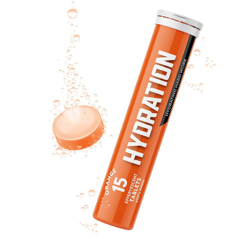 Load image into Gallery viewer, Thorzt Hydration Effervescent Tablets: Orange. Effervescent tablets designed for hydration and electrolyte balance, featuring sodium, potassium, and magnesium, ideal for maintaining muscle function during prolonged activity. Pack contains 15 tablets.
