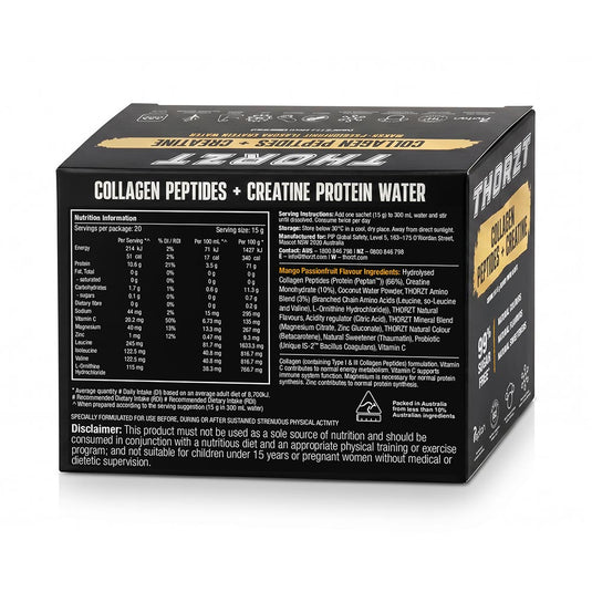 Thorzt Collagen Peptides + Creatine Protein Water: Box/20