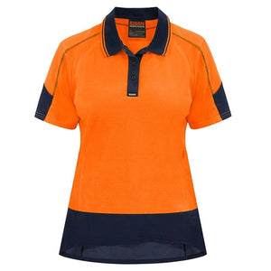 Bison Women’s Hi Vis Cotton Back Polo, Orange/Navy image