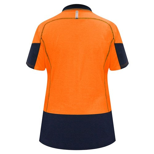 Load image into Gallery viewer, Bison Women’s Hi Vis Cotton Back Polo, Orange/Navy
