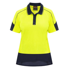 Bison Women’s Hi Vis Cotton Back Polo, Yellow/Navy image