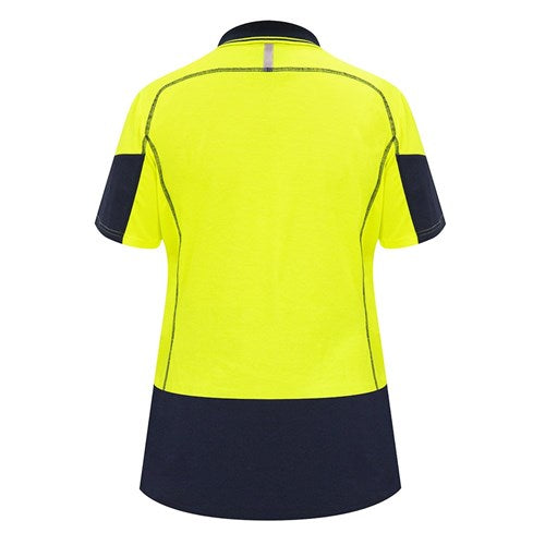 Load image into Gallery viewer, Bison Women’s Hi Vis Cotton Back Polo, Yellow/Navy
