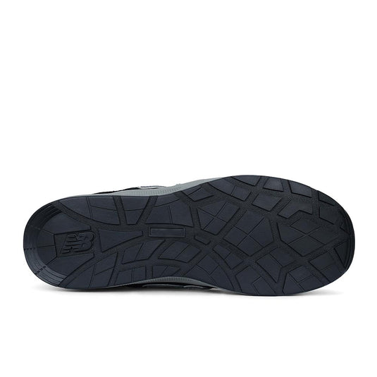 New Balance Elite Lite Womens Safety Shoe features a dark rubber outsole with geometric tread and “NB” logo, highlighting slip resistance and safety, ideal for light industrial use.
