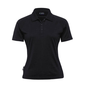 Merino Womens Short Sleeve Polo, Black image