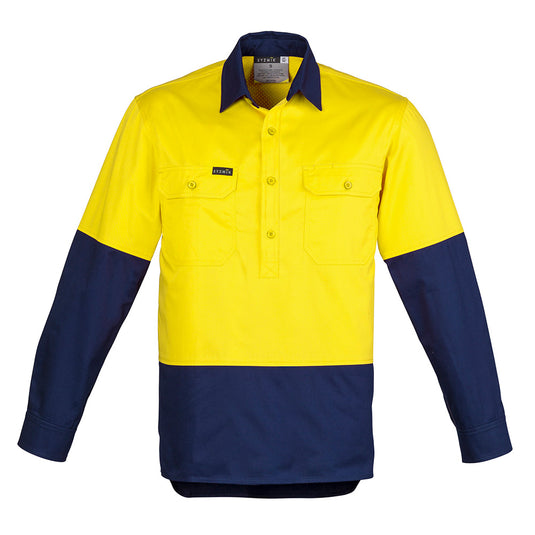 Syzmik Hi Vis Closed Front L/S Work Shirt