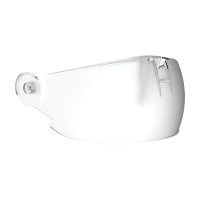 Apex X2 Visor Protector for KA1 Helmets displayed with its pivot mount, showcasing its durable polycarbonate design, ideal for preventing scratches and damage during storage or transport.