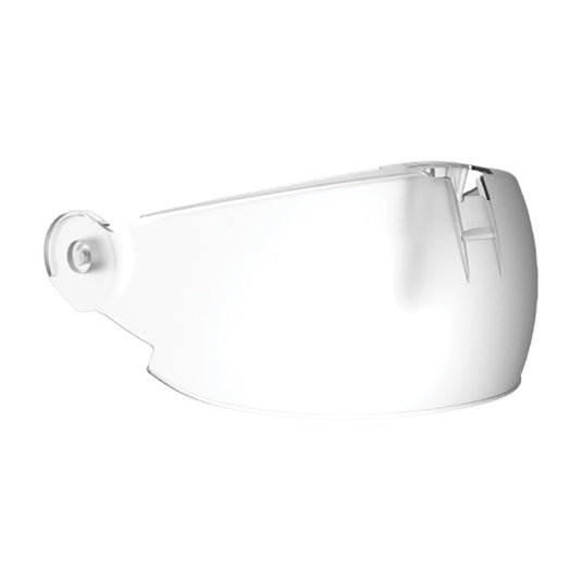 Apex X2 Visor Protector for KA1 Helmets displayed with its pivot mount, showcasing its durable polycarbonate design, ideal for preventing scratches and damage during storage or transport.