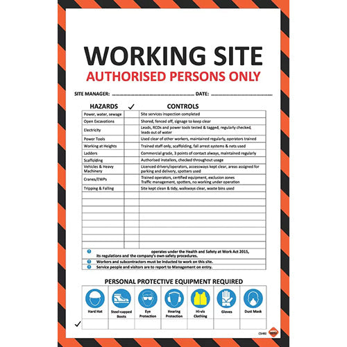 Construction Site Hazard ID Board: 600 x 900 Corflute – Active Safety