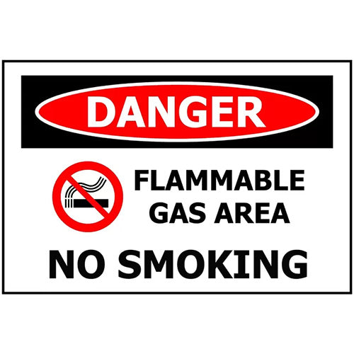 Danger Flammable Gas Area No Smoking Sign 340 x 240 ACM