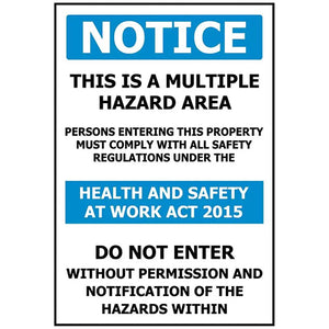 Notice Multi Hazard Area Sign: 480 x 600 ACM image