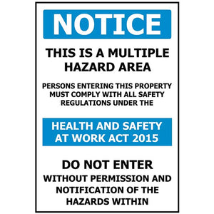 Notice Multi Hazard Area Sign: 300 x 450 ACM image