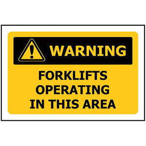 Warning Forklifts Operating Sign: 340 x 240 ACM image